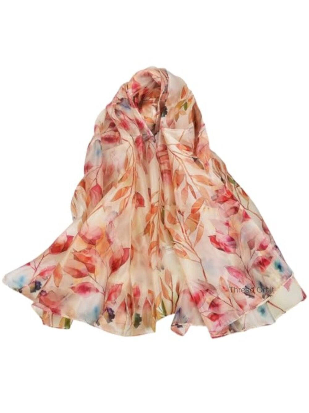 100% Mulberry Silk Scarf 69x43 Inch Floral Long Shawl Wrap